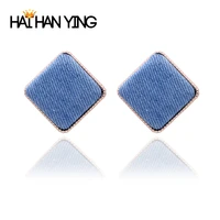 new fashion womens denim square stud earrings with alloy jewelry statement 2019 gold earrings