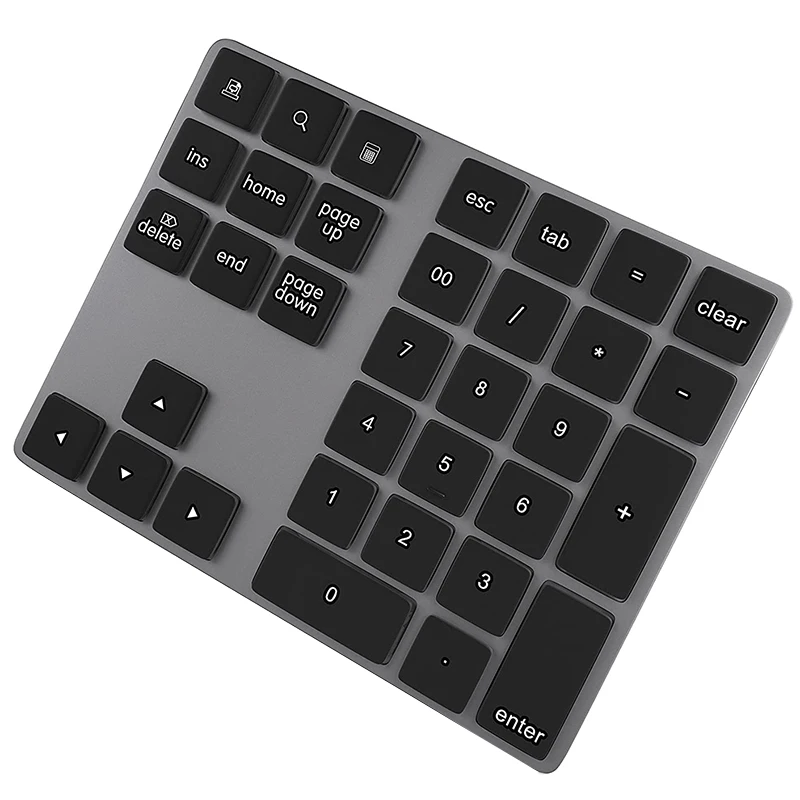 

Bluetooth Numeric Keypad, Aluminum Rechargeable 34-Keys Wireless Number Pad External Numpad Keyboard Data Entry