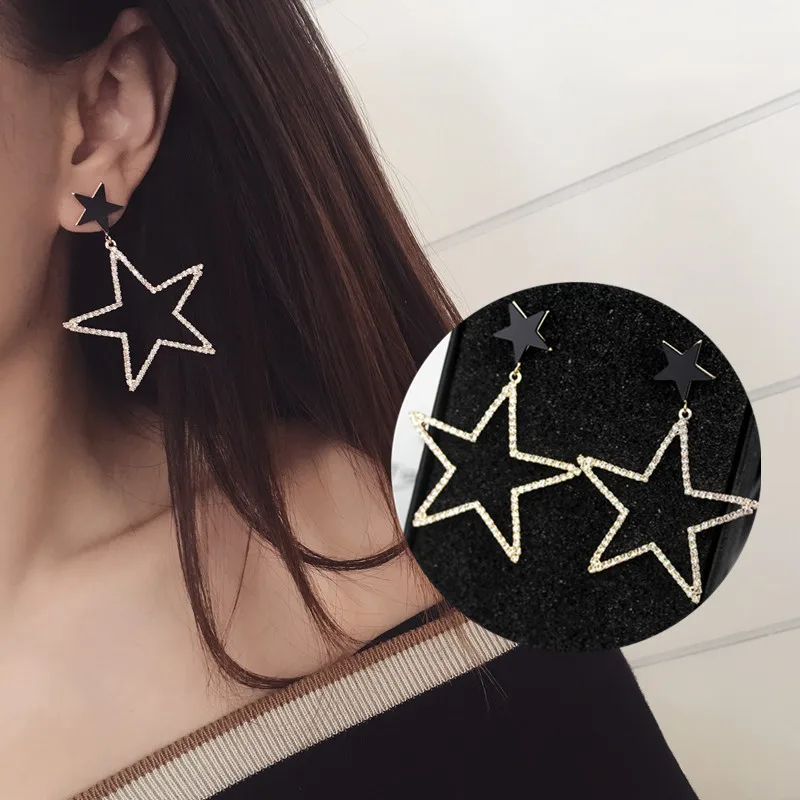 Новые модные большие серьги-подвески в виде пятиконечной звезды для женщин
