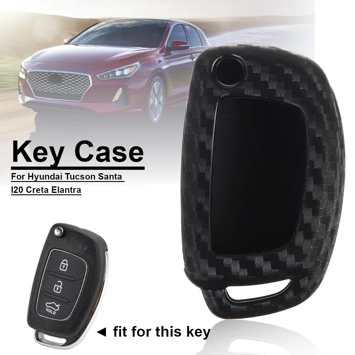 Чехол для автомобильного ключа из углеродного волокна защитный чехол Hyundai I20 Ix35