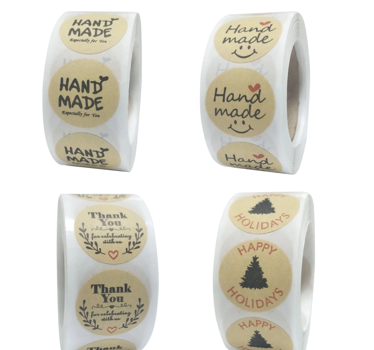 

500pcs Round Natural Kraft Handmade Stickers Scrapbooking For Package Adhesive Thank You Sticker Seal Labels Stationery