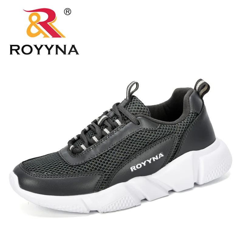 ROYYNA/Новинка года; дизайнерская популярная повседневная женская обувь; женские дышащие кроссовки из сетки на шнуровке; zapatillas mujer; Уличная обувь - Цвет: Dark grey