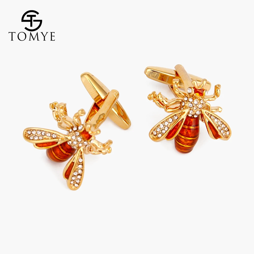 Рубашка TOMYE запонки унисекс высокое качество золото серебро Пчела хрустальный
