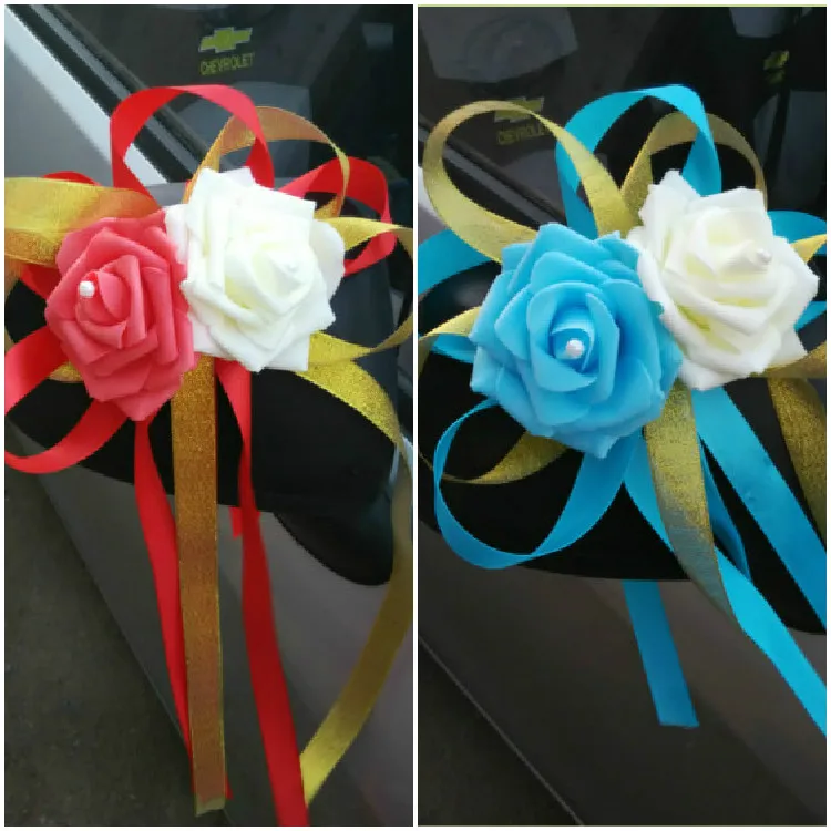 6 шт./компл. Корейские украшения для автомобиля розовая лента с бантом имитация