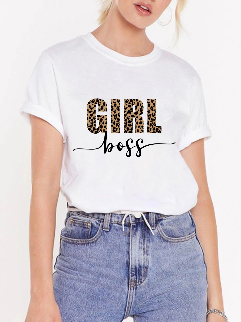 

T Shirts Women Kawaii Graphic Girl Boss Print Tshirts Casual Tops Harajuku 90s Ulzzang Funny Tees Female T Shirt Woman Clothing