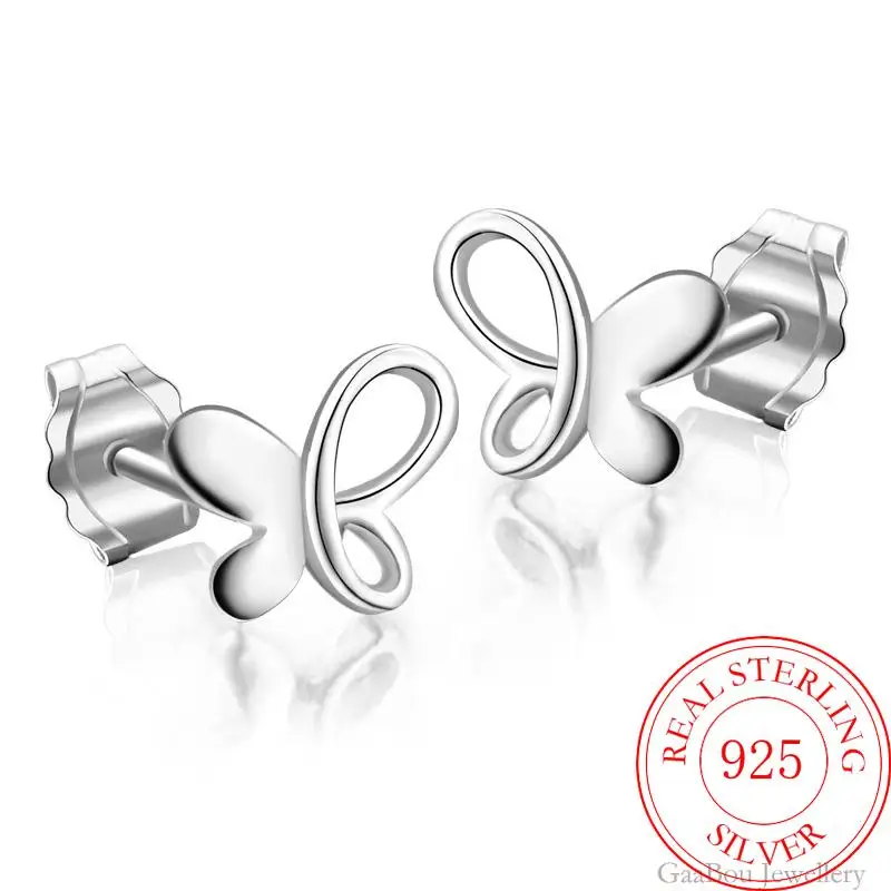 

High Quality 925 Stamp Silver Color Earrings Butterfly Hollow Studs Earring Women Girl Ladies Jewelry Wedding Gift