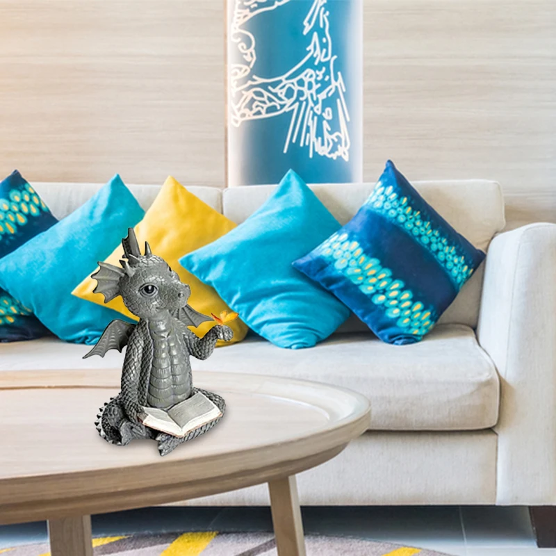 

Hot Dragon Figure Lilli with Butterfly Resin Statue with a Book on Hand Super Cute Desktop Ornament