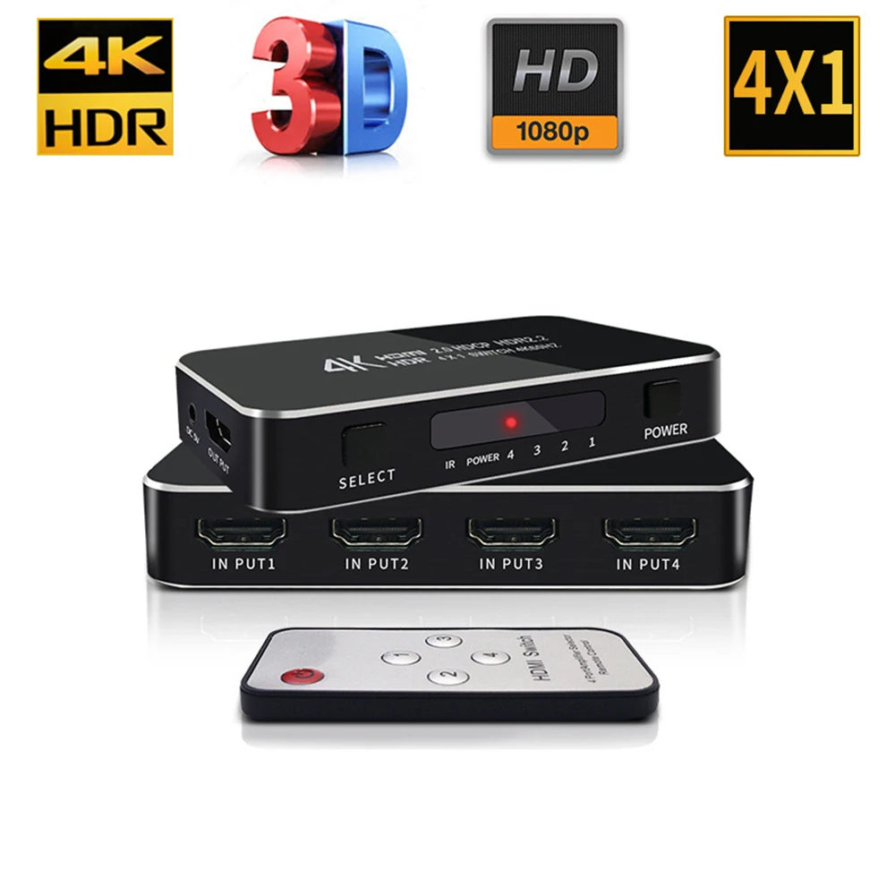 HDMI переключатель UHD 2 0 4K HDR 4x1 адаптера 60 Гц 3D 1080P сплиттер для Xbox TV 1 шт. |