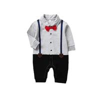 toddler boy 1st birthday party formal suits white grey gentleman one piece romper shirt long sleeve autumn little boy outfits