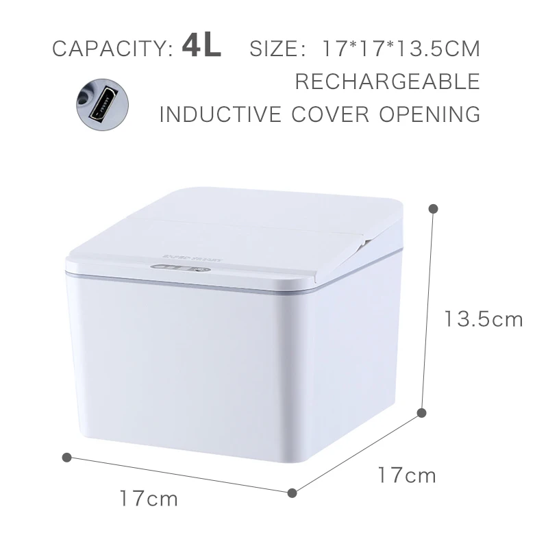 

Automatic Touchless Trash Can Mini Intelligent Trash Bin Infrared Motion Sensor Garbage Can Car Waste Bins Home Desktop Dustbin