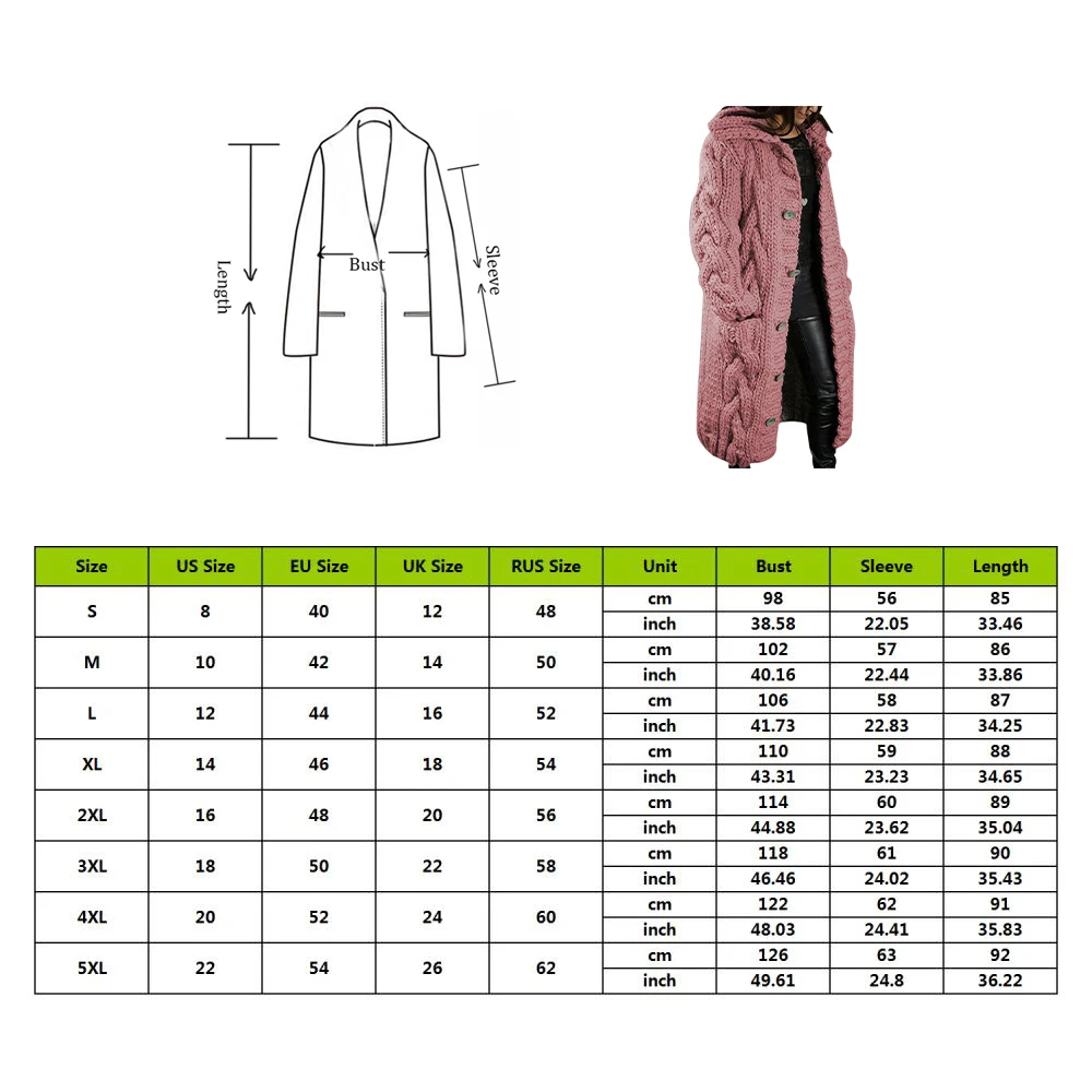

Women's Sweaters Winter 2021 Fashion Long Casual Loose Sweater Female Autumn Cardigans Single Breasted Puff Hooded Coat Plus