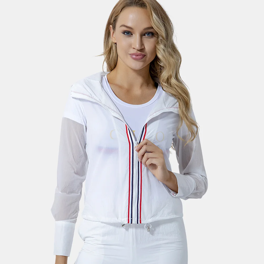 Женская спортивная одежда куртка летние куртки для бега тренировок с капюшоном