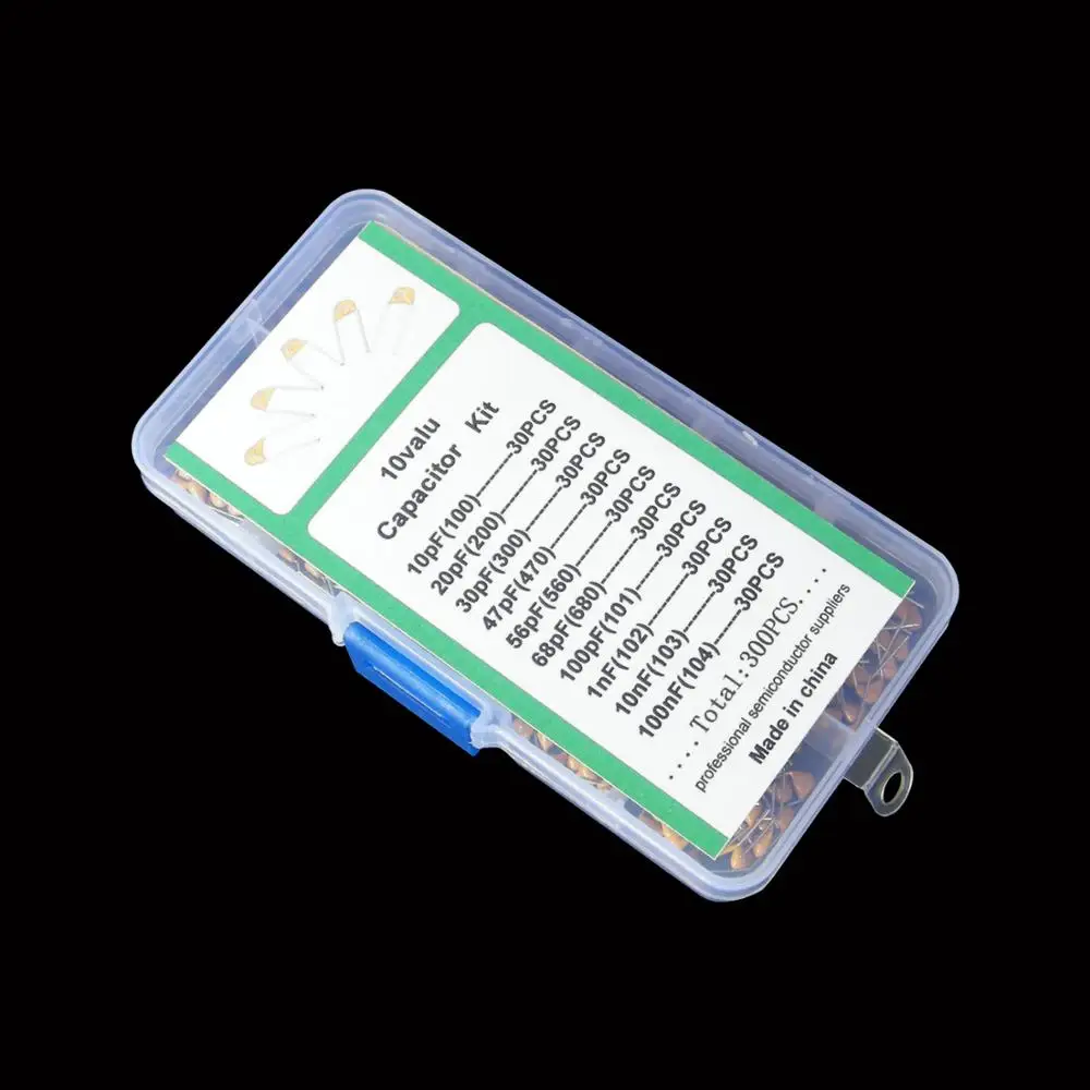 

300 шт./лот 10 ценности * 30 шт. 10PF-100NF(100 ~ 104) с алюминиевой крышкой, 50В многослойные керамические конденсаторы Ассортимент ассортимент комплекта ...