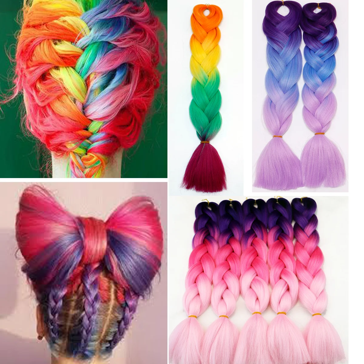Огромные косички синтетические плетеные волосы для наращивания светящиеся