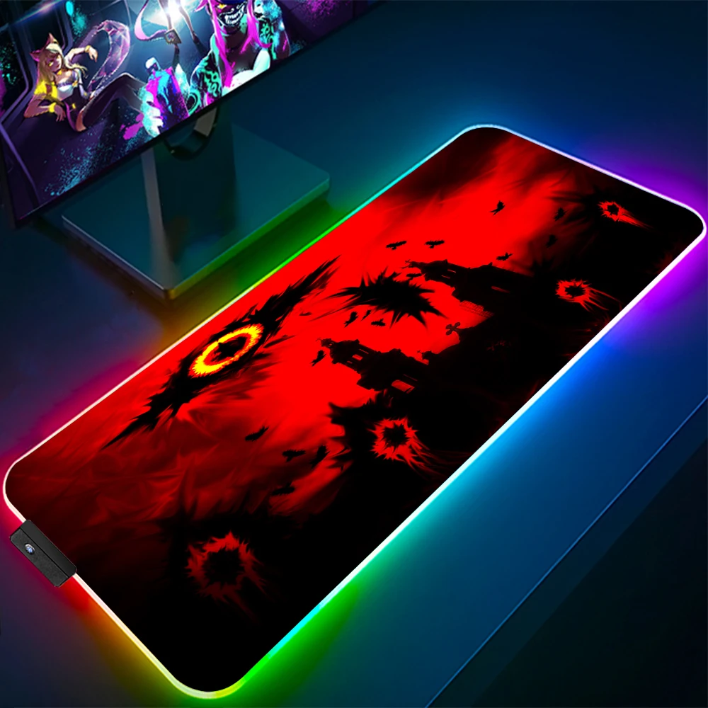 Большой игровой коврик для мыши с аниме кровавым RGB светодиодный компьютерный