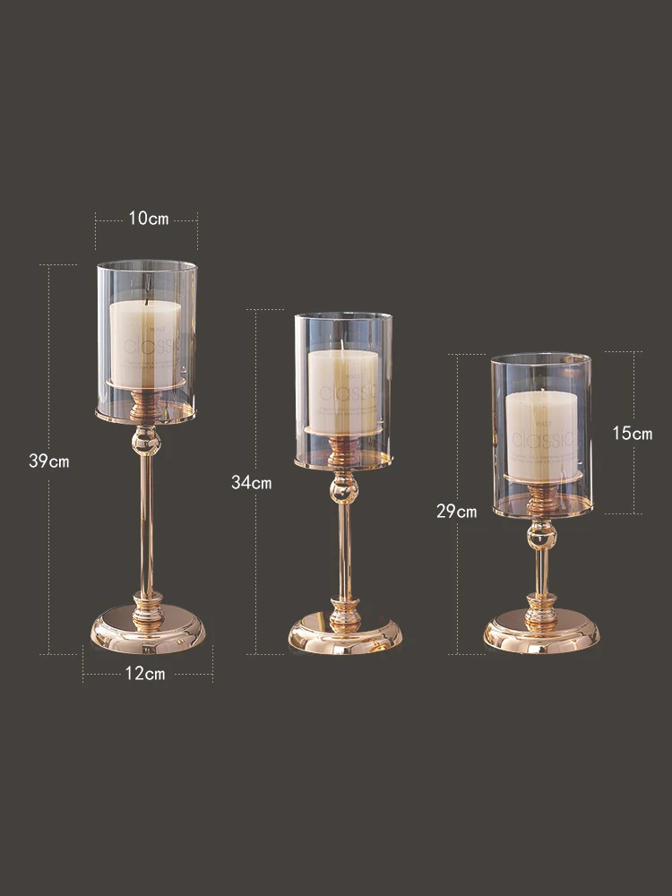 

Nordic retro metal plated glass candle holder romantic dining table candle light dinner home decoration weddings candle holidays