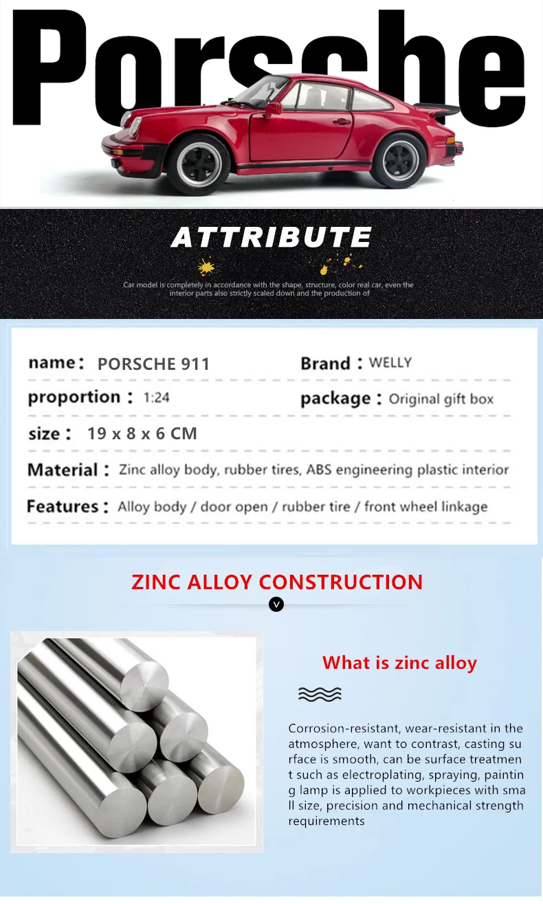Welly 1:24 Porsche 911 Turbo 3,0 модель автомобиля из сплава Модель автомобиля украшение автомобиля коллекция Подарочная игрушка Литье под давлением модель игрушка для мальчиков