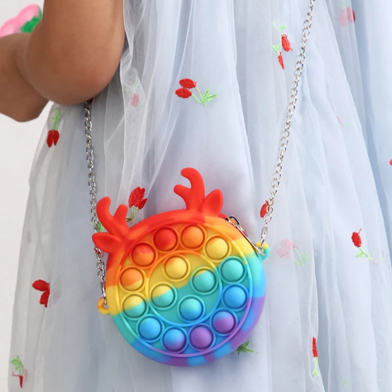 Игрушки для пальцев пузырьковый поппер с подвеской сумка взрослых и детей