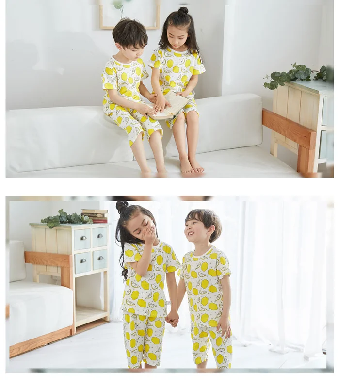 Пижамы детские летние с коротким рукавом одежда для сна девочек отдыха детская