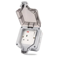 ip66 uk standard weatherproof outdoor white wall power socket with light outlet grounded for home garden ac 250v 13a