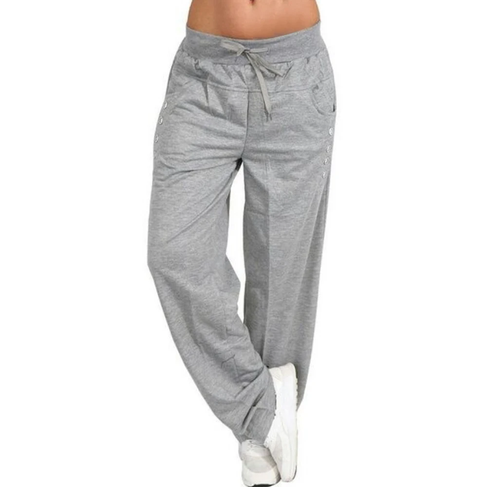 

Plus Size Women Casual Loose Pants Sports Workout Trousers Nice Fashion Pants Sportswear Fitness Drawstring Trousers