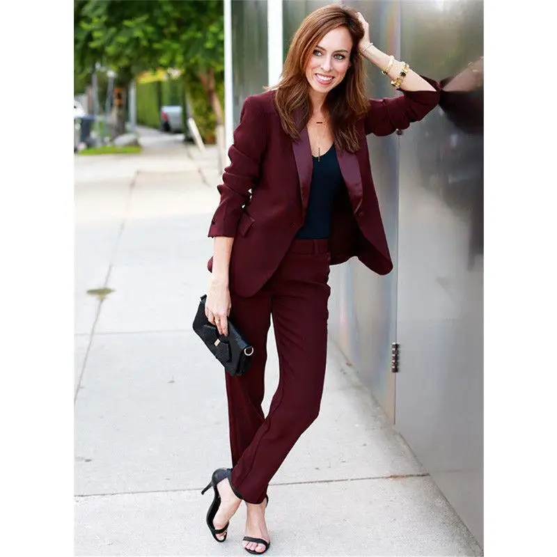 Women's Suit Burgundy Slim Suit Fashion Jacket Spring Autumn Office Ladies Work Jacket High Quality Ladies