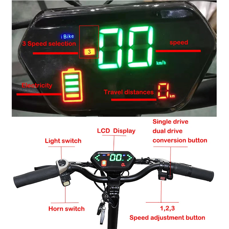 Kaufen 60V 3200W Elektrische Roller Rad Smart Fernbedienung Erwachsene Kick E Roller Keine Steuer Off Road Folding Patinete Electrico Adulto
