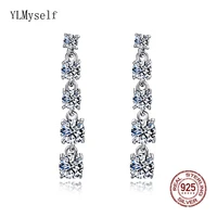 real sterling silver drop earring elegant round cut crystal jewelry women jewellery 925 dangle earrings