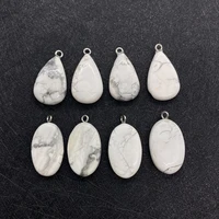 2 piecesbag natural stone drop egg shaped white turquoise necklace pendant for diy handmade earrings jewelry making accessories