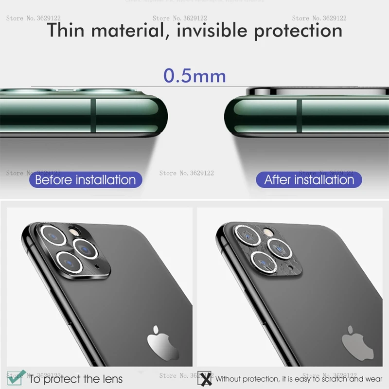 

For iPhone 11 Pro Camera Lens Protector Ring Plating Aluminum For iPhone 7 8 Plus X S XS Max XR Back Camera Lens Case Cover Ring