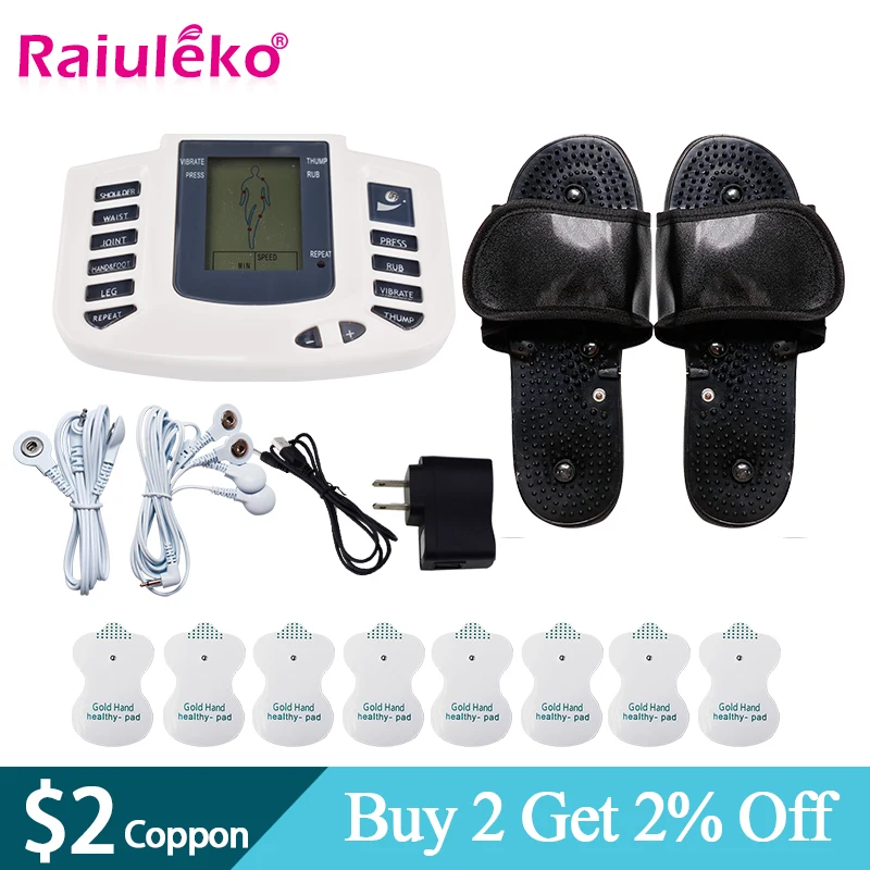 

16 Pads Electrical Muscle Stimulator Pulsed Slippers Therapy Massager Pulse Tens Acupuncture Full Body Massage Relax Care