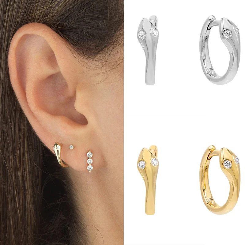 

VINY Silver 925 Jewelry Earrings For Women Serpentine Hoop Earring Gold/Silver Jewelry 2021 Trend Pendientes Mujer Gift СеѬги