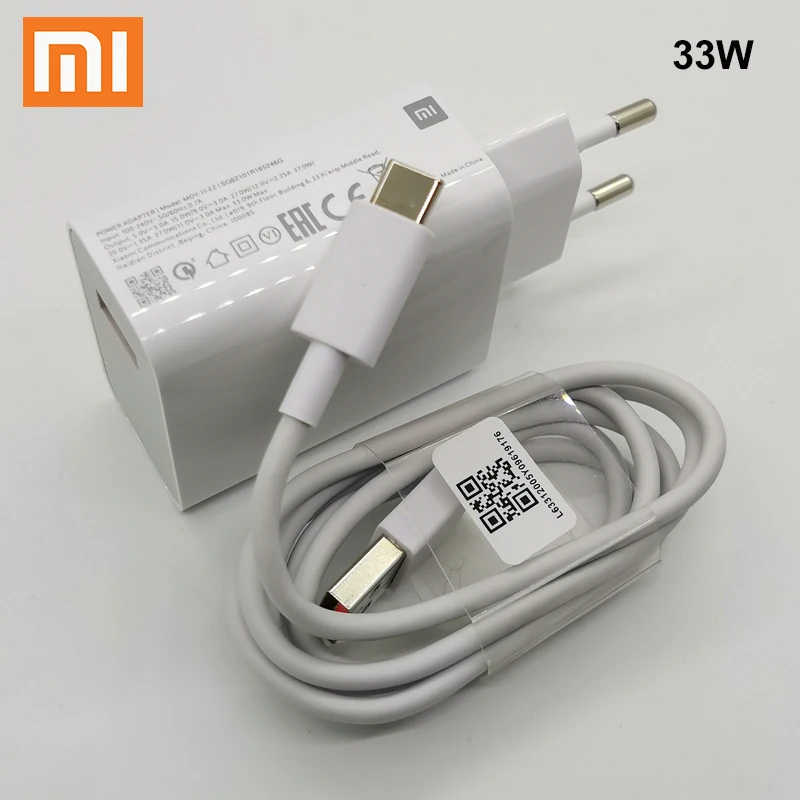 Зарядное устройство Xiaomi 33 Вт с европейской вилкой быстрая зарядка 5A кабель Type C
