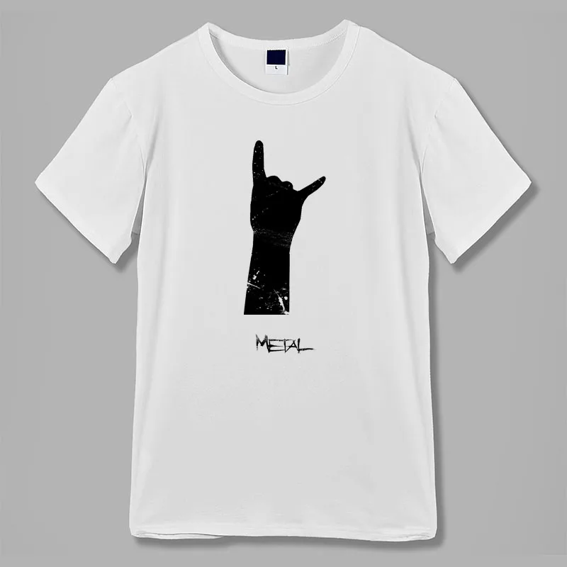 Тяжелый металл рок жест дизайн мужские женские футболки винтажный реглан кольцо