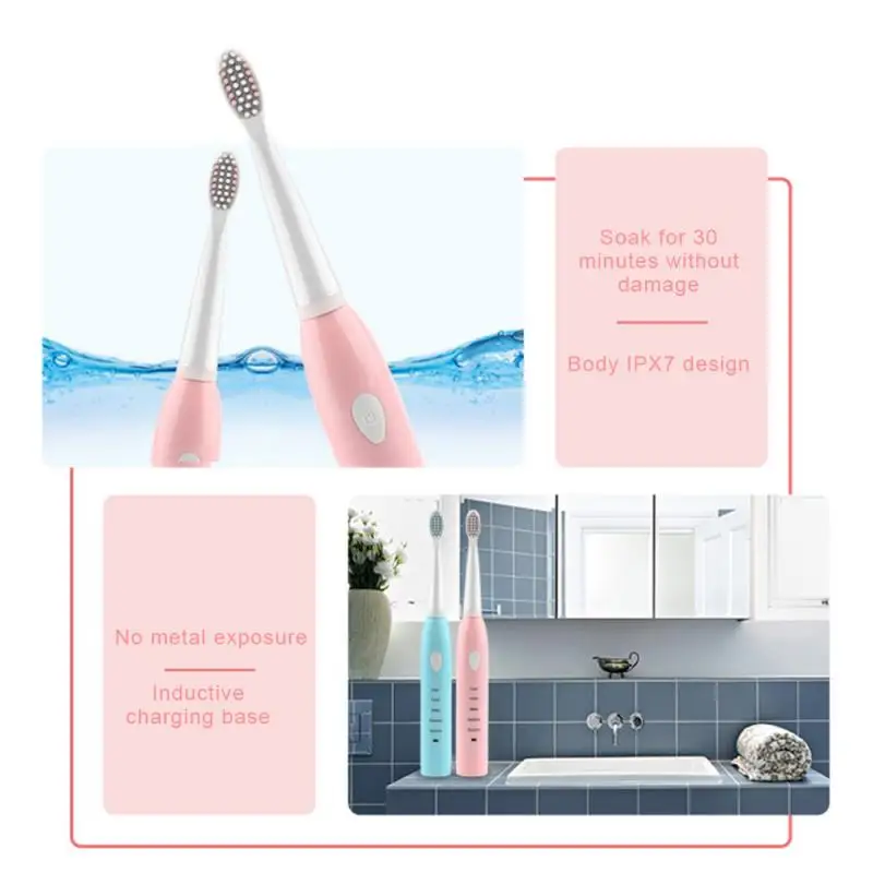 Мощная Электрическая зубная щетка USB перезаряжаемая ультразвуковая моющаяся