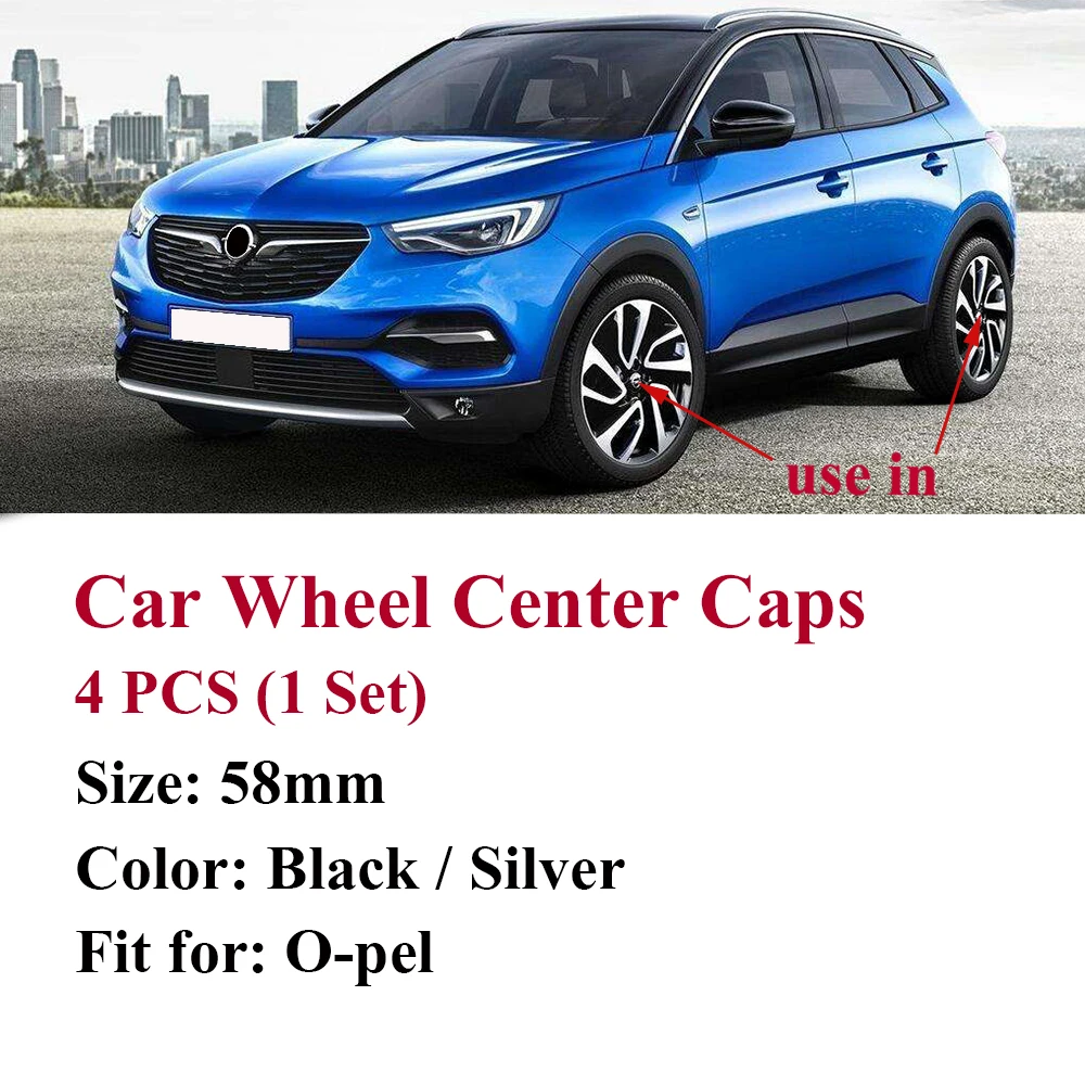 

4pcs 58mm Black Car Wheel Center Cover Wheel Hub Cap Auto Logo Badge Emblem Rim Center Caps car accessories styling fit for Opel