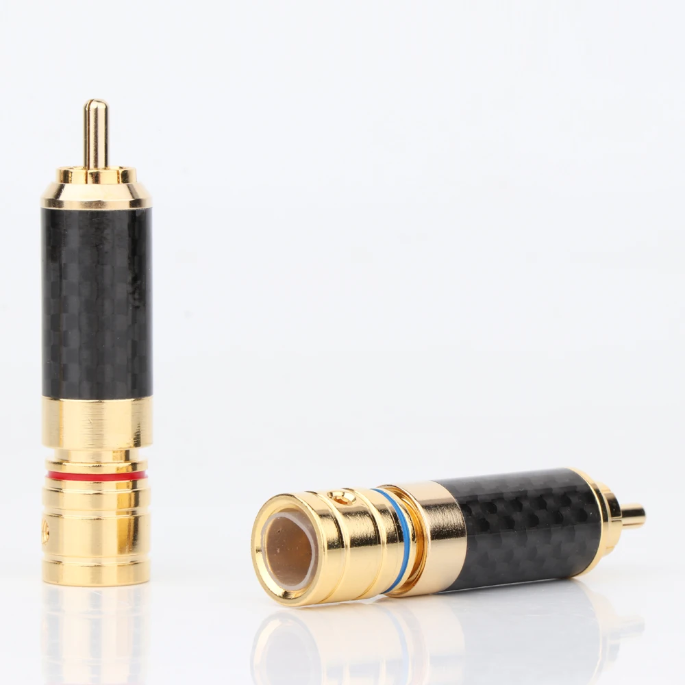 4 шт. R1710 углеродного волокна позолоченный штекер RCA совмещенный дальний конец