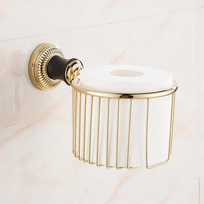 Paper Roll Holder Набор оборудования для ванны черная и Золотая вешалка для полотенца Держатель для полотенца Вешалка угловая полка, туалетный держатель щетки аксессуары для ванной комнаты - Цвет: Paper Roll Holder