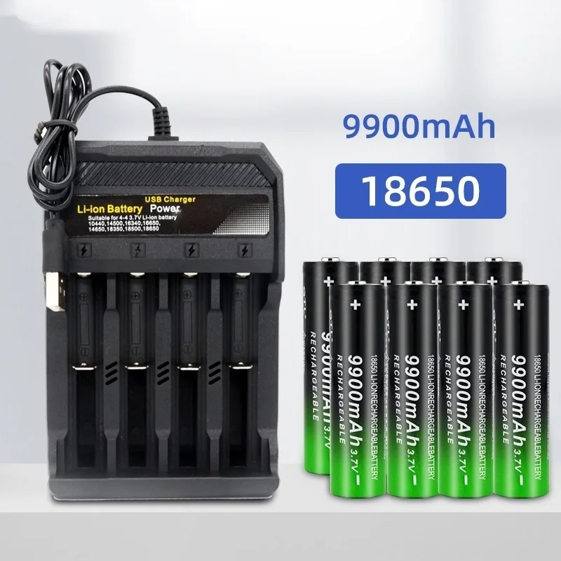 

Совершенно новая взрывобезопасная перезаряжаемая литиевая батарея 18650 9900 мАч 2/4/8 шт. батарея + 4 слота 3,7 в 18650 USB зарядное устройство Быстрая ...