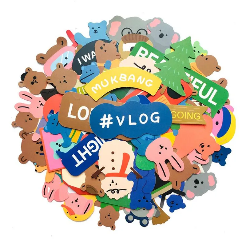 

10/30/50PCS Cartoon Cute Color Bear Stationery Diary Travel Bear Graffiti Waterproof Toy Decoration Sticker Wholesale