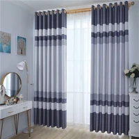 modern brown striped blackout curtains for bedroom living room window eyelet curtain customized