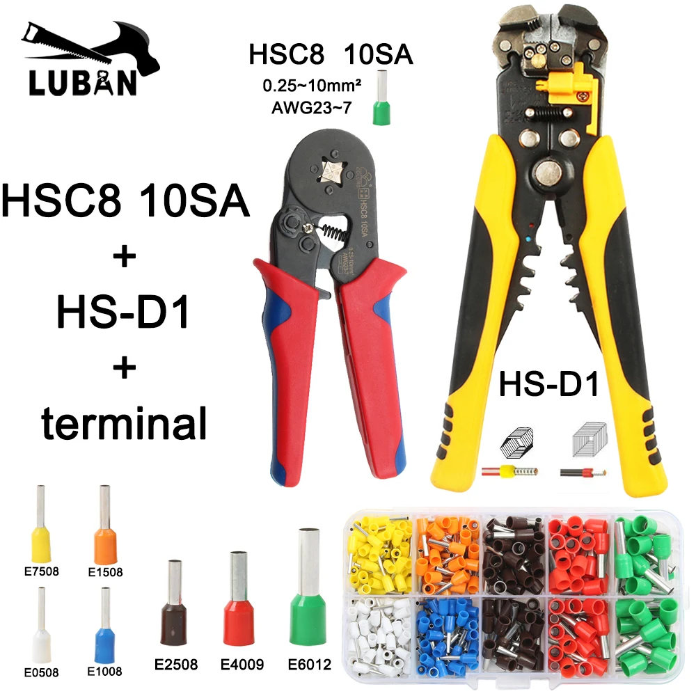 Набор обжимных кусачек HSC8 10S/6-4/6-6 с трубчатыми клеммами 260 шт./корт | Инструменты