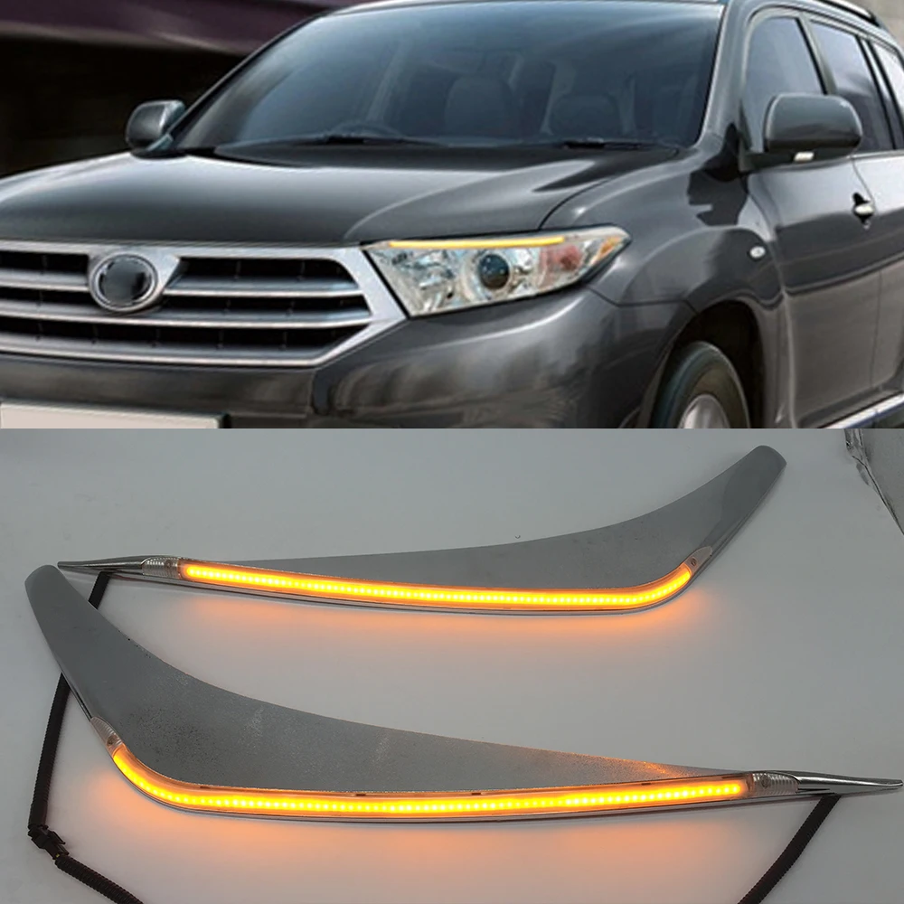 2 шт. для Toyota Highlander 2012 2013 2014 Светодиодный дневной светильник желтый указатель