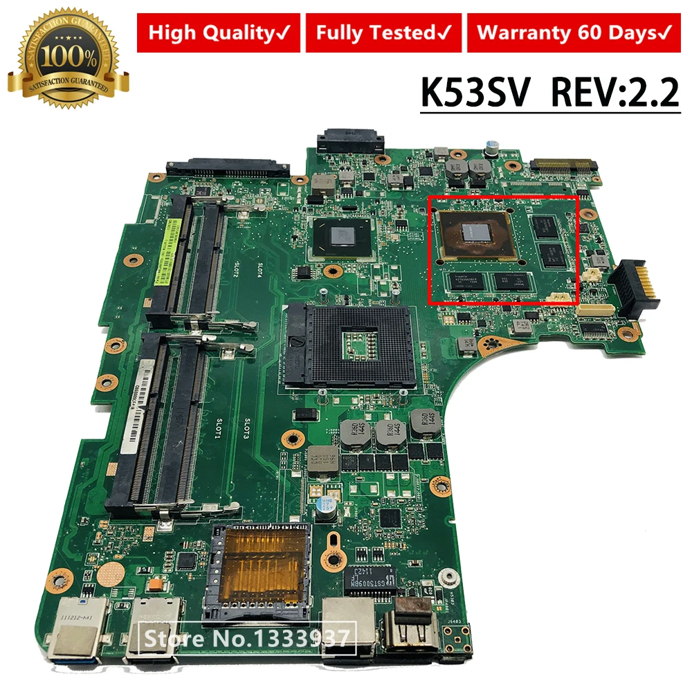 Материнская плата K53SV REV: 2 для ASUS A53S K53S X53S P53S K53SC K53SJ K53SM материнская