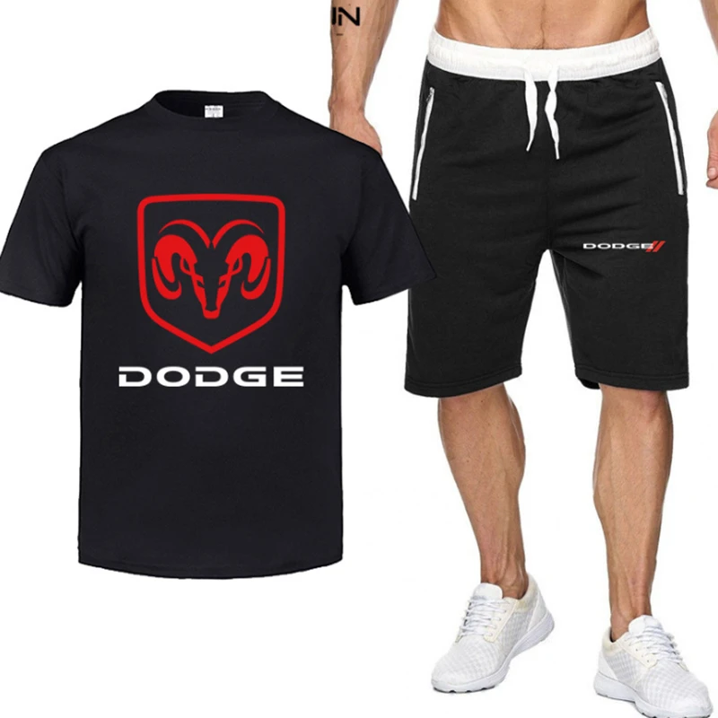 

2021 Summer Men's T-shirt Set 2-piece Men's Sportswear For dodge Suit Printed Short Sleeve + Men's Suit