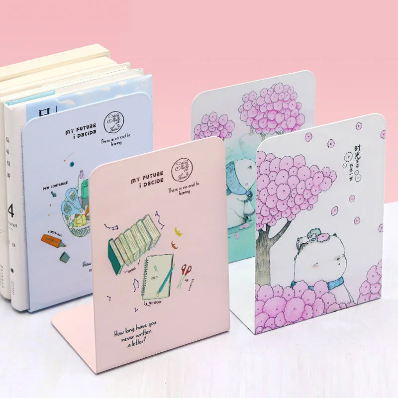 

2Pcs Cute Bookends L-shaped Desk Organizer Desktop Book Holder School Stationery Office Accessories Drop Shipping