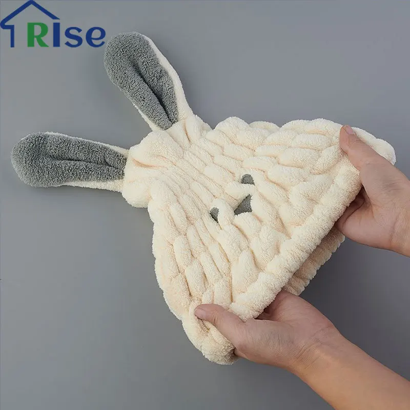 

Cute Cartoon Bunny Hat To Dry Hair Quick Drying Microfiber Towels Cap After Shower Strong Absorbent Shower Cap Towels For Home