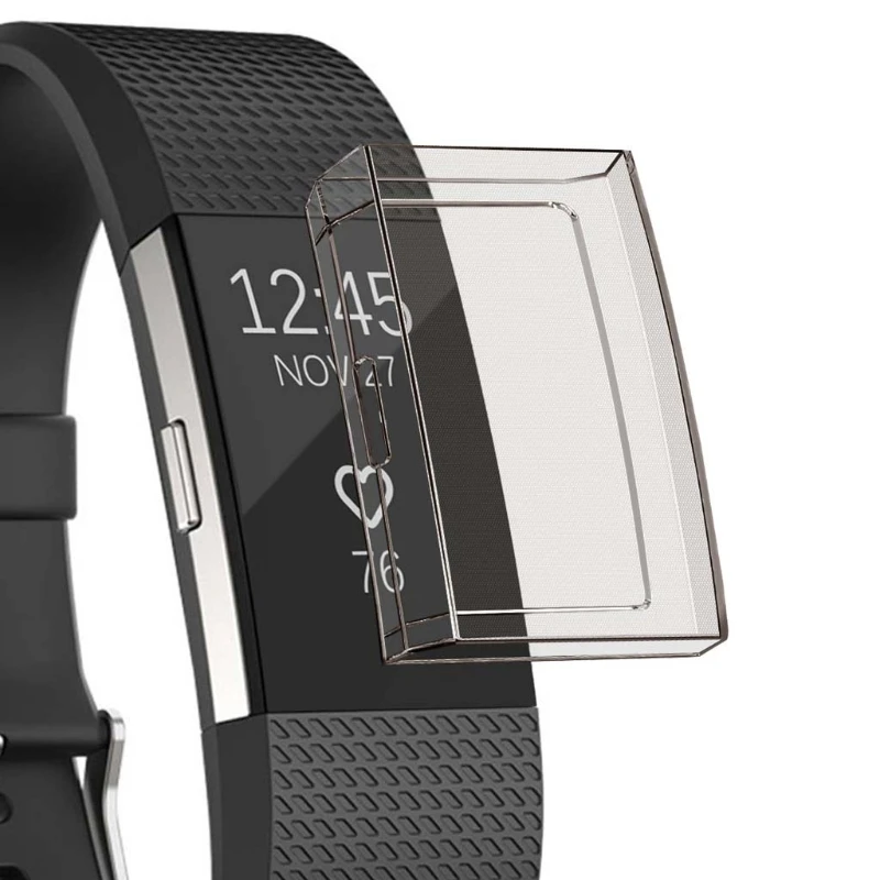

For -Fitbit Charge 2 Case TPU Silicone Protective Clear Case Cover Shell for Smart Watch Band Accessories