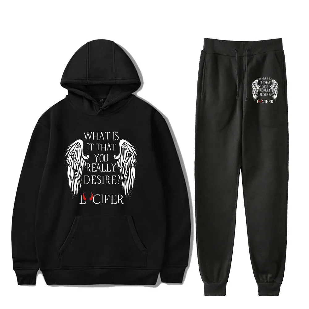 

TV series lucifer season 5 2d Print Two Piece Set Women/Mens Long Sleeve Hoodies+Long Pants boy/girls Fashion Casual track suit