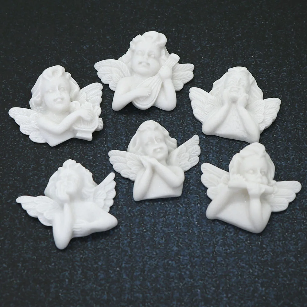 6 шт./компл. милые разноцветные Украшения из смолы с плоским основанием белый